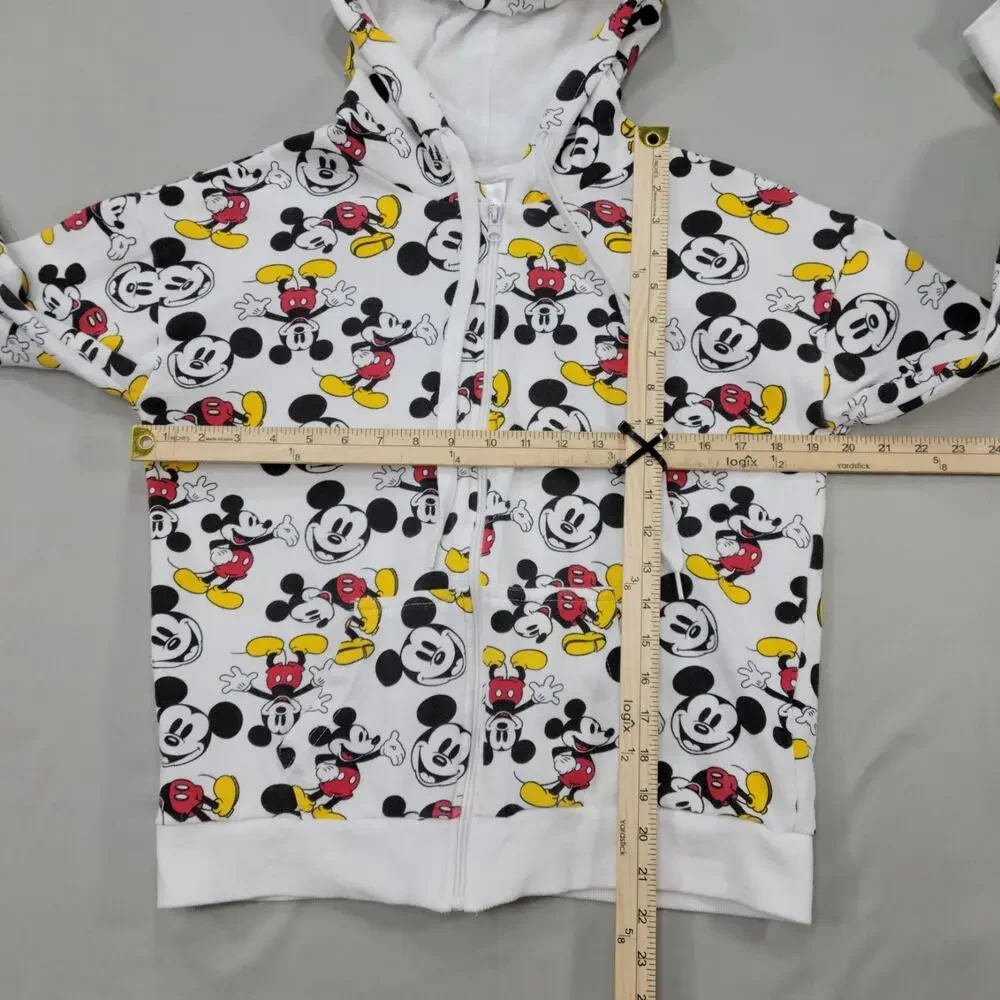 Disney Mickey Mouse Youth Hoodie Full Zip All Over Print Size M 7/9 Cartoon